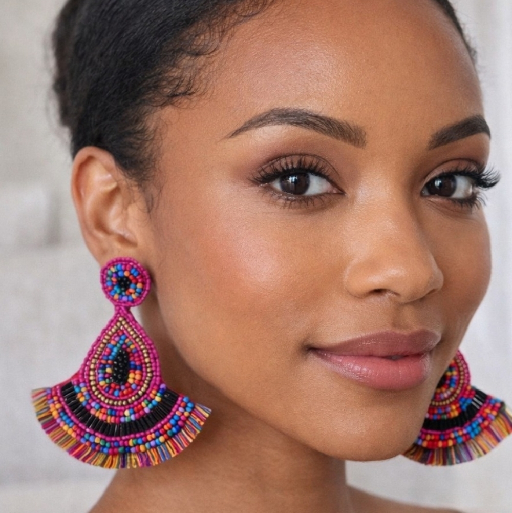 Kay Lee Pink Beaded Colorful Earrings New